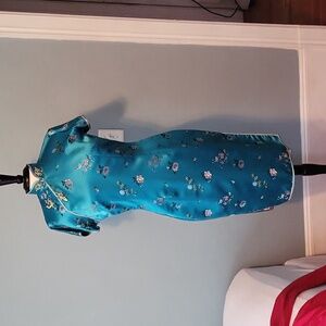 Chinese Mandarin collar polyester satin dress